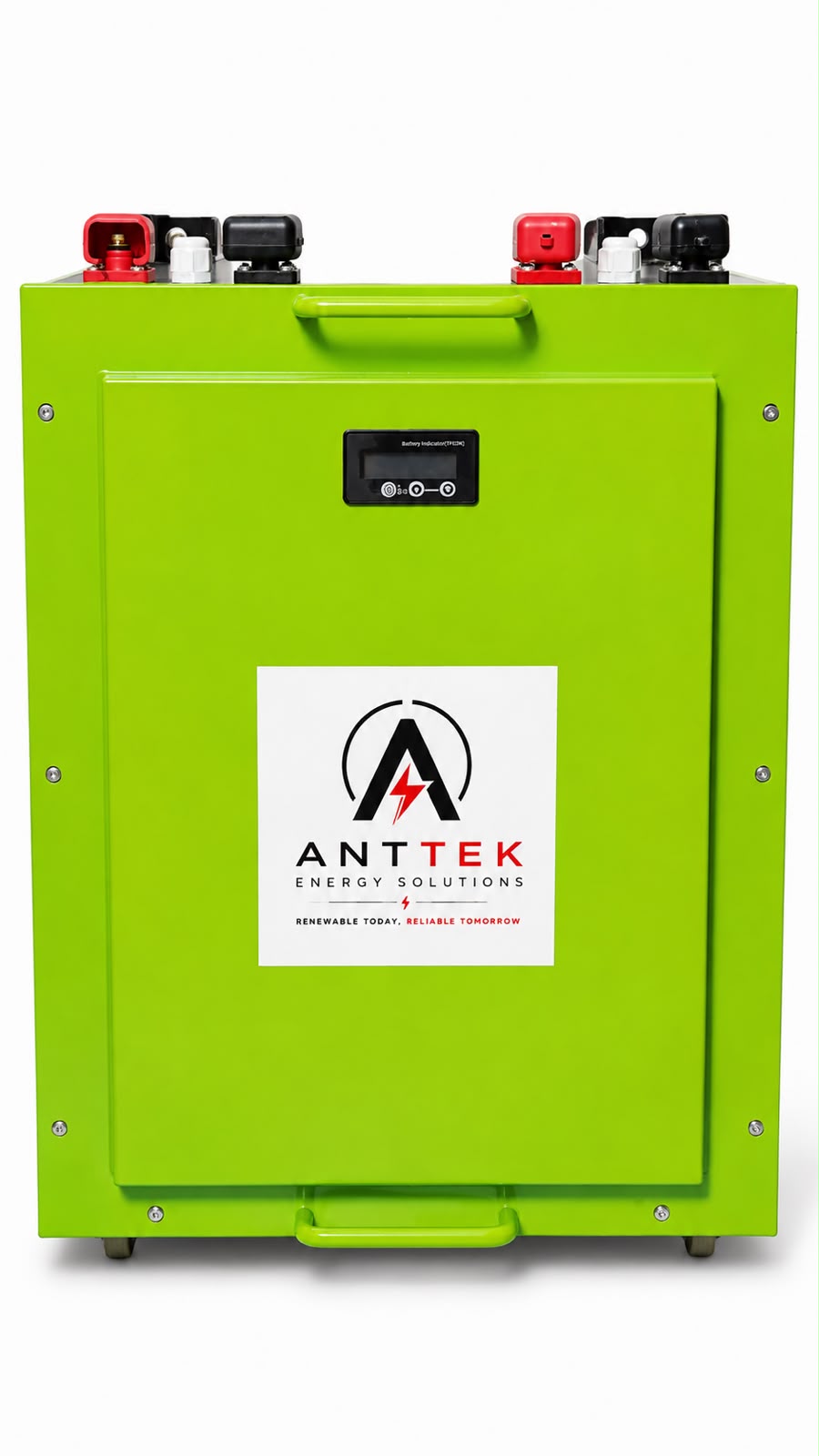 ANTTEK 51.2V 100Ah LiFePO4 lithium battery, green housing with Smart BMS display
