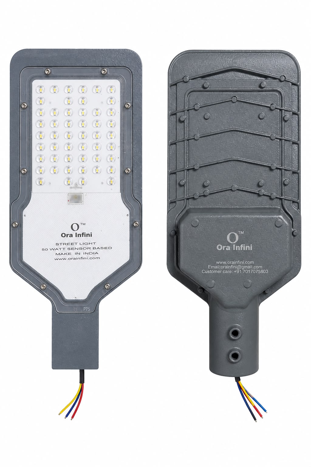 Ora Infini 50 watt sensor-based LED street light, front and back