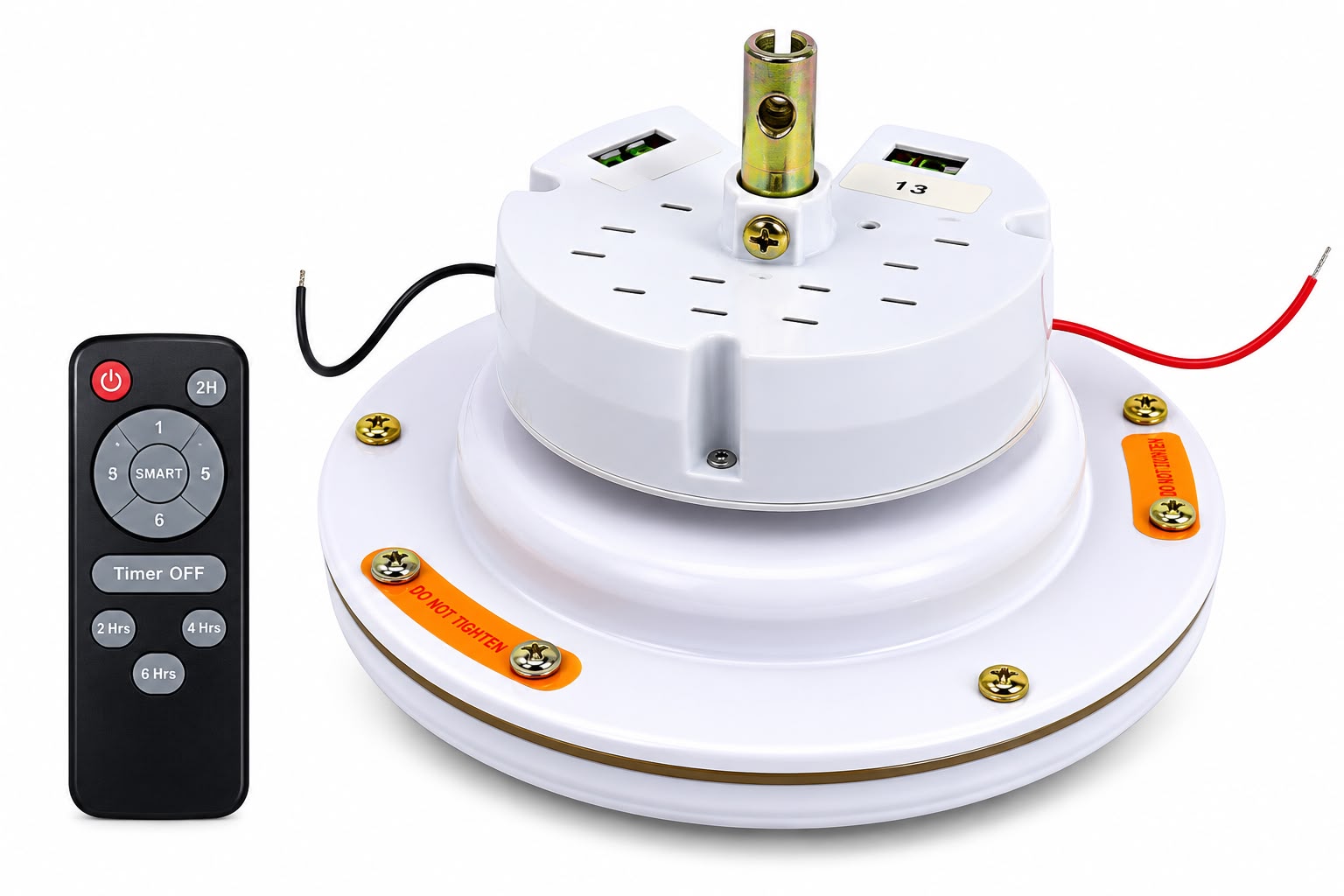 Remote-controlled ceiling fan and light automation module with timer remote